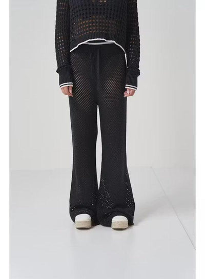 Open Stitch Trouser - Black
