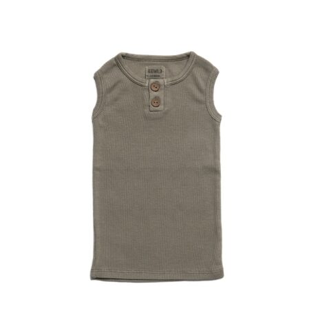 Organic Vintage Henley Tank - Moss - Tank Top