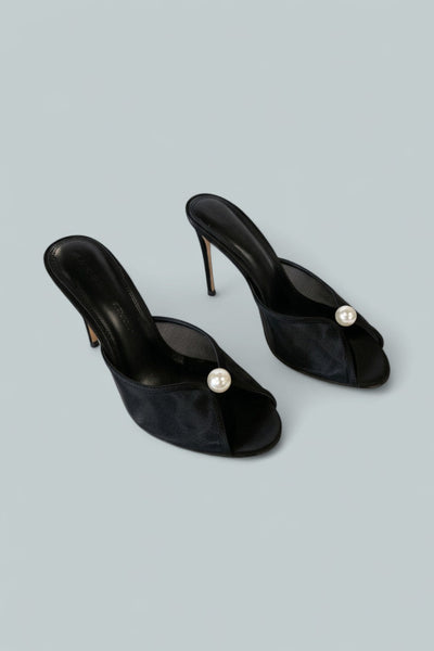 Women's Sadie Faux Pearl Embellished Mule Sandals - Black