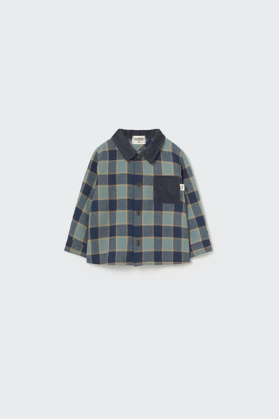 Check Flannel Baby Shirt Artic Blue