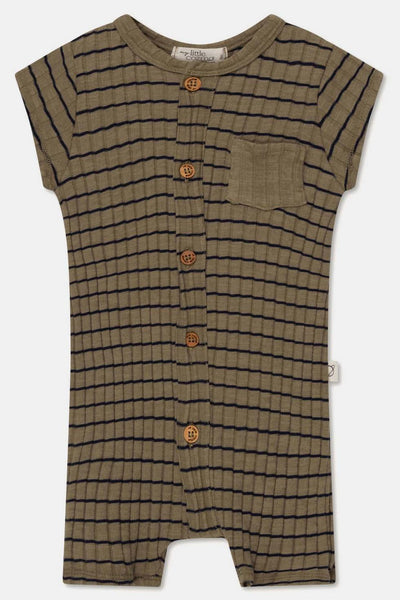 Rib stripe baby jumpsuit - Khaki