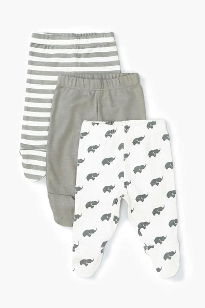 3-Pack Footed Baby Pants - Grey - Footies