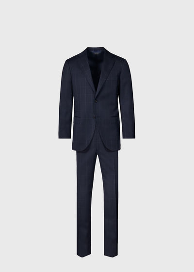 Wool Windowpane Suit - Navy