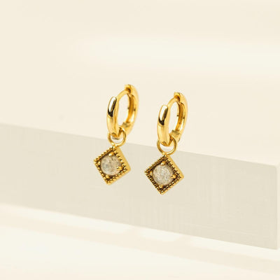 Eclipse Huggie Drop Hoop Earrings - Labradorite