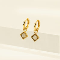 Eclipse Huggie Drop Hoop Earrings - Labradorite