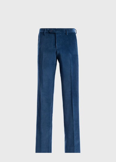 Suede Trimmed Corduroy Trouser - Royal Blue