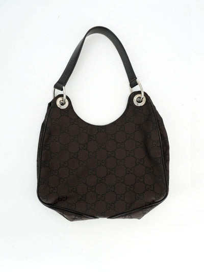 Pre-Owned Gucci GG Nylon Hobo Shoulder Bag - Brown