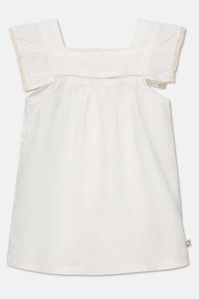 Linen lace baby dress - Ivory