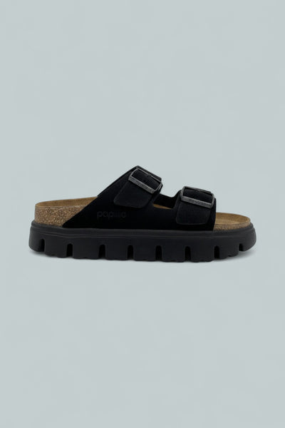 Arizona Chunky Suede Sandals - Black/Black