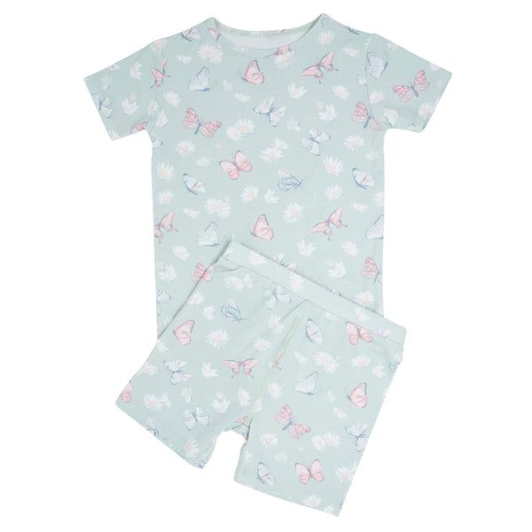 Butterfly Daisy Bamboo Summer Pajama Set - Butterfly Daisy Mint