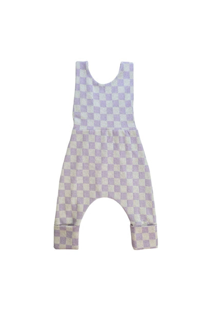 Grow With Me Overalls - Lavender Macaron Checkered