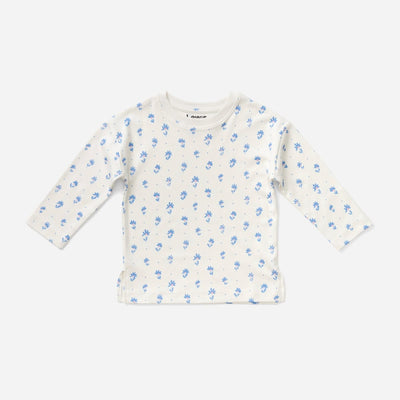 Long Sleeve T Shirt - Flower Polka Dot Sky