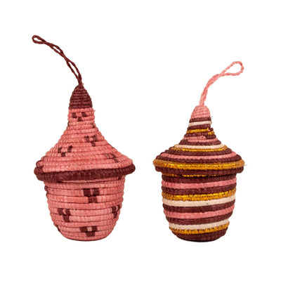 Mini Lidded Ornaments, Set of 2 - Burgundy