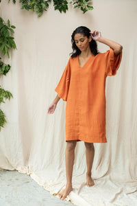 Isolde-May Linen Dress - Terracotta