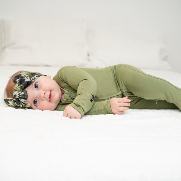 Zipper Footie - Army Green