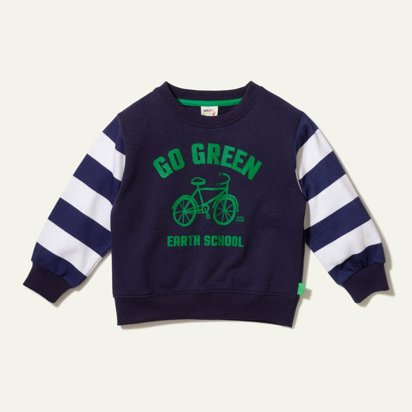 Go Green Kid Sweatshirt - Blue Ribbon Stripe