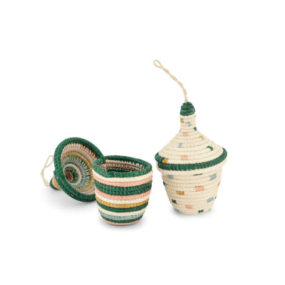 Green Mini Lidded Ornaments, Set of 2