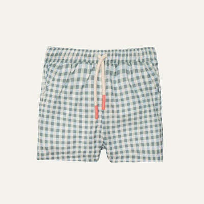 Seaqual Recycled Polyester Gingham Baby Swim Trunks - Natural/faded Denim
