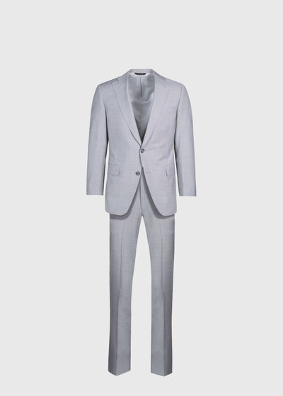 Textured Solid Wool Suit - Light Grey