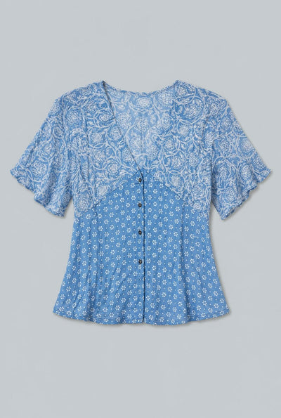 V Neck Shirt - Blue