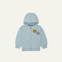 Recycled Cotton Patches Baby Zipper Hoodie - Sterling Blue