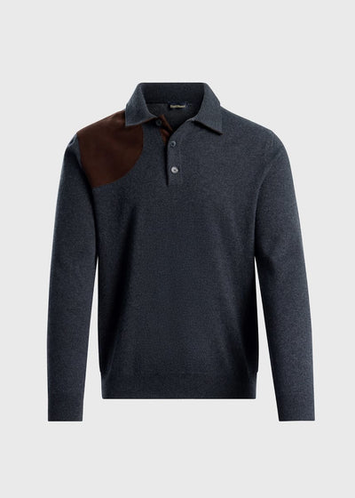 Suede Knit Polo - Grey