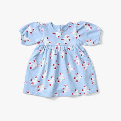 Balloon Sleeve Dress - Bird Sky