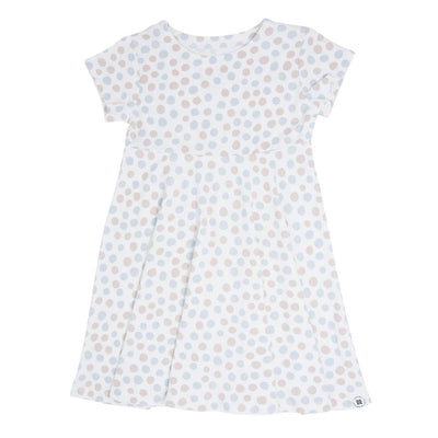Swirly Girl Short Sleeve Dress - Polka Dot Grey