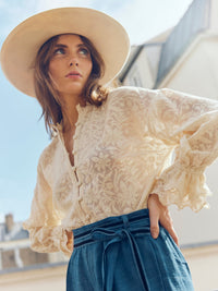 Bellissima Buttondown - Ivory Crochet Lace