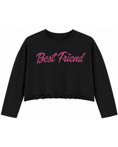 Best Friend Long Sleeve Crop Little Kids - Black