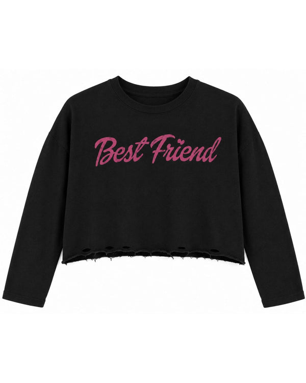 Best Friend Long Sleeve Crop Little Kids - Black
