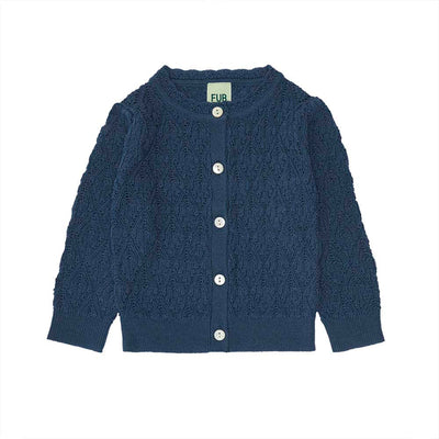 Baby Pointelle & Lace Cardigan - Indigo - Cardigan