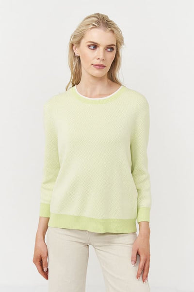 Zig Zag Jacquard Crew - Limelight