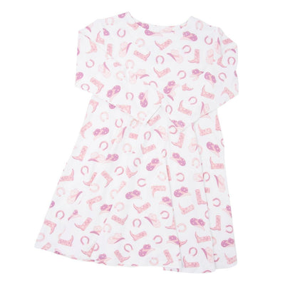 Swirly Girl Dress - Cowgirl Boots - Dresses