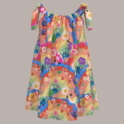 Boho Dress - Rainbow Flowers