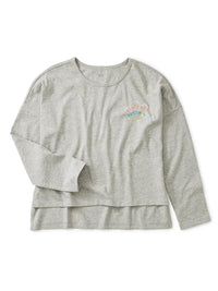 Metallic Light Shine Tee - Med Heather Grey