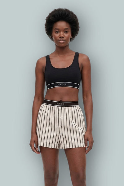 GAP × BÉIS Poplin Boxer Shorts - Khaki Black Stripe