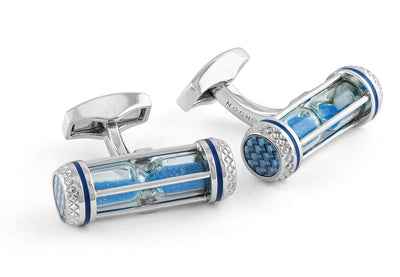 Sand Timer Cufflinks In Blue - Blue