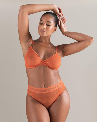 The Demi Bra in Logo Mesh - Burnt Orange - Bra