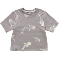 Boxy T-Shirt with All Over Print - Grey