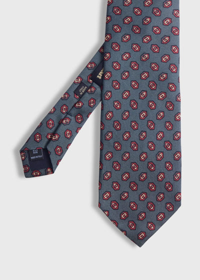 Madder Silk Hexagon Print Tie - Green