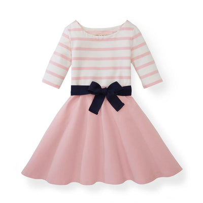 Baby Lightweight Blocked Skater Dress - Light Pink