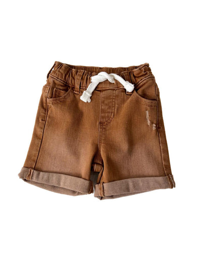 Boys Rolled Denim Short - Dark Camel - Shorts