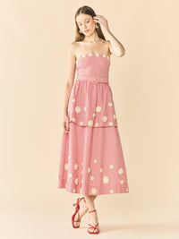 Daisy Dress X Rainey Collaboration - Red Gingham with Cream Crochet Appliqué