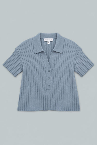 Ribbed Short Sleeve Polo Slate - Blue