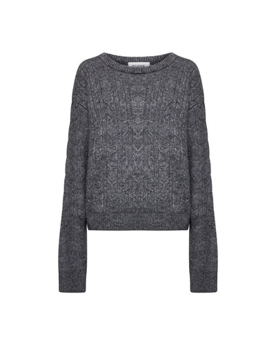 Melange Sweater With Raised Workmanship - Grey Steel