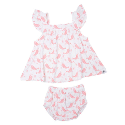 Ruffle Dress & Bloomer - Narwhal Pink