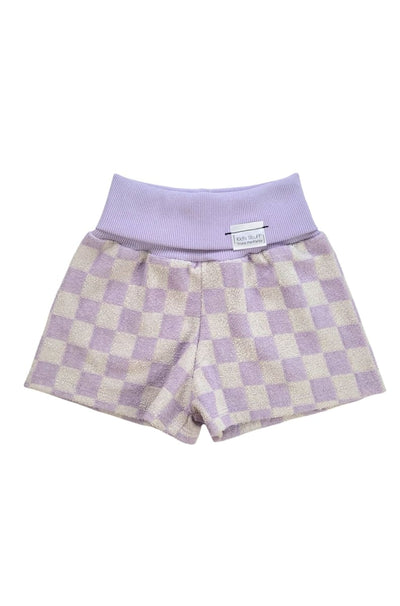 Grow With Me Wide Shorts - Lavender Macaron Checkered