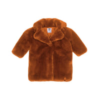 Kids Faux Fur Coat - Rust