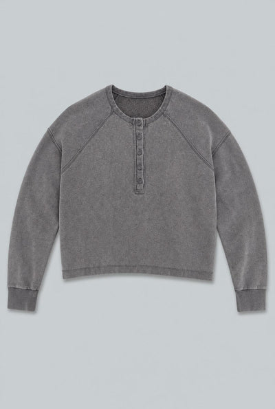 Henley Sweatshirt - Washed Black